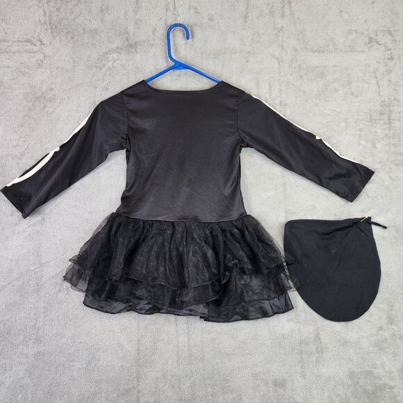 Girls Black & White Scary Skeleton Halloween Costume Dress Size M 7-10 - Picture 4 of 9